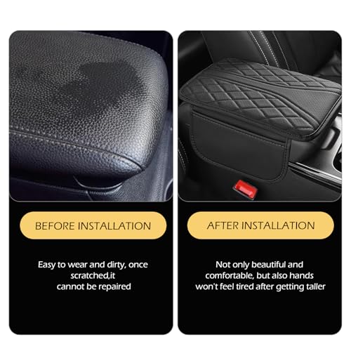 Car Center Console Cover, Leather Vehicle Armrest Protector - Product Imagery