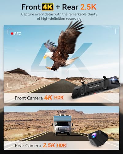 WOLFBOX G900 PRO Mirror Dash Cam with 8MP STARVIS IMX678,Front - Product Imagery