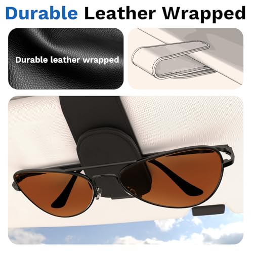 BFXM Sunglass Holder for Car, Car Accessories Interior, Leather - Product Imagery