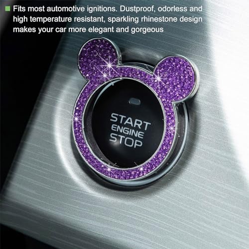 Augeny Bling Car Engine Start Button Cover, Rhinestone Key - Product Imagery