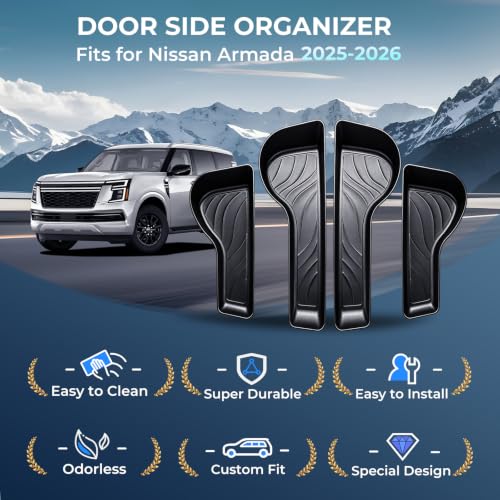 4PCS Door Side Organizer Storage Tray for Nissan Armada - Product Imagery