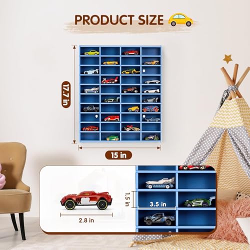 Krafetto 2 Pack 80-Slot Toy Car Display Shelves for 1/64 Cars, - Product Imagery