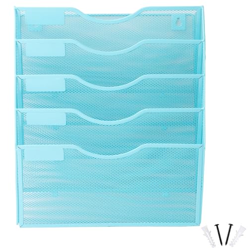 EASEPRES 5 Pocket Mesh Hanging Wall File Organizer, Wall Mounted - Product Imagery