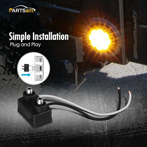 Partsam 2Pcs 2.5 Inch Round Amber 13 LED Side Marker Clearance - Product Imagery