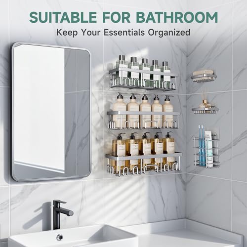 Veken Shower Caddy 6-Pack, No Drilling & Rustproof, Waterproof - Product Imagery