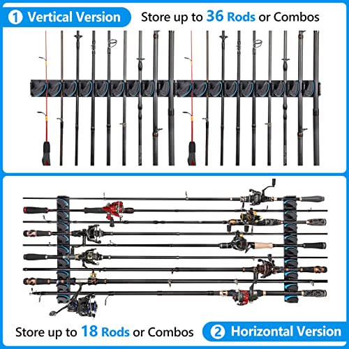 PLUSINNO 4 Pack Vertical Fishing Rod Rack, Wall Mounted Fishing - Product Imagery