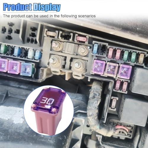 10PCS 30 Amp Car Micro Cartridge Fuses, Box Shaped, Pink - Product Imagery