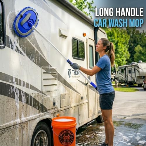 Wontolf 62'' Car Wash Brush Kit with Long Handle, Chenille - Product Imagery