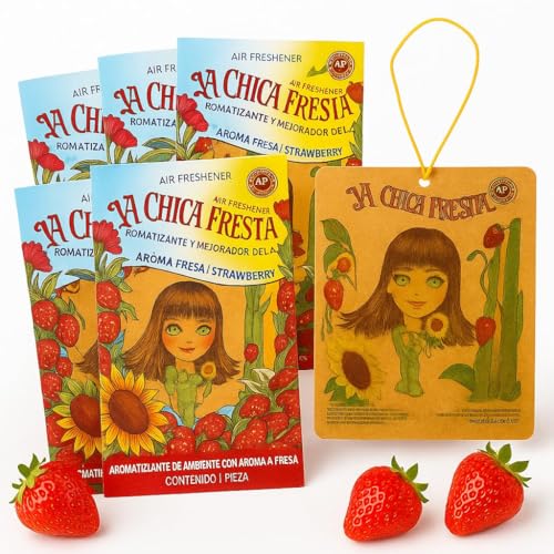 6 pack Strawberry La Chica Fresita air Fresheners Aromatizante - Product Imagery