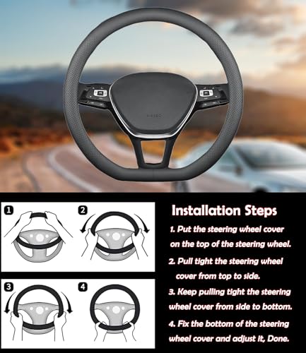 D-Shaped Car Steering Wheel Cover for Volkswagen VW Atlas Tiguan - Product Imagery