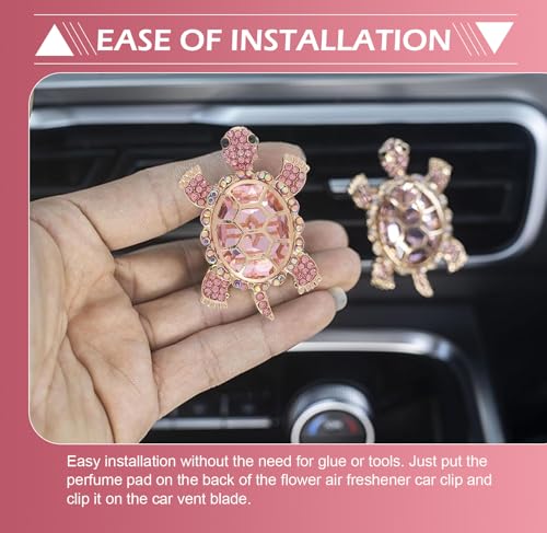 2 PCS Bling Turtle Car Air Vent Clip, Rhinestone-Embellished AC - Product Imagery