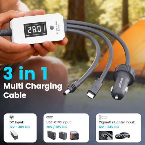 Starlink Mini 3 in 1 Cable 10FT/3M with Digital Voltage Display - Product Imagery