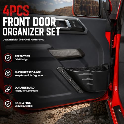 Mabett Front Door Organizer Set for 2021-2026 Ford Bronco - Product Imagery