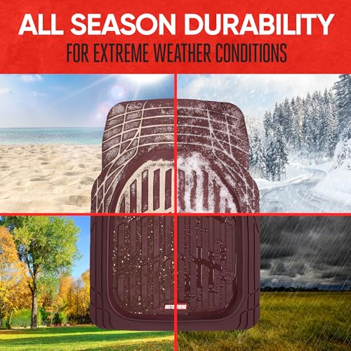 Motor Trend FlexTough Floor Mats for Cars, Burgundy Deep Dish - Product Imagery