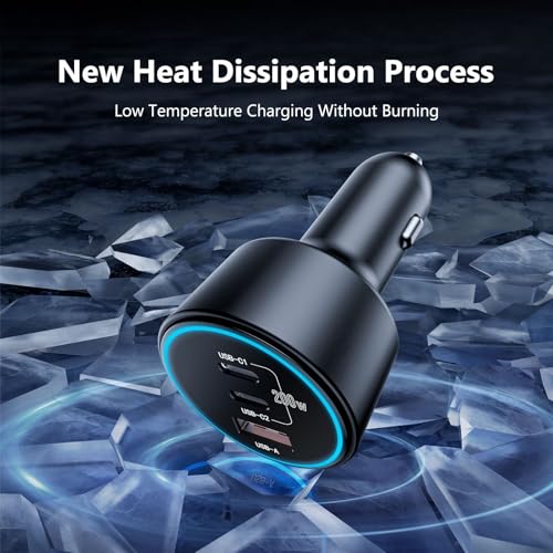 USB C Car Charger Fast Charging 200W, Dual PD 100W Type C Car - Product Imagery