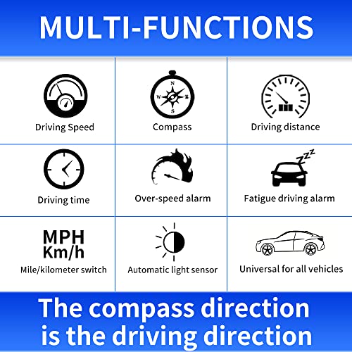 Kingneed HUD Speedometer Odometer Compass Head Up Display GPS - Product Imagery