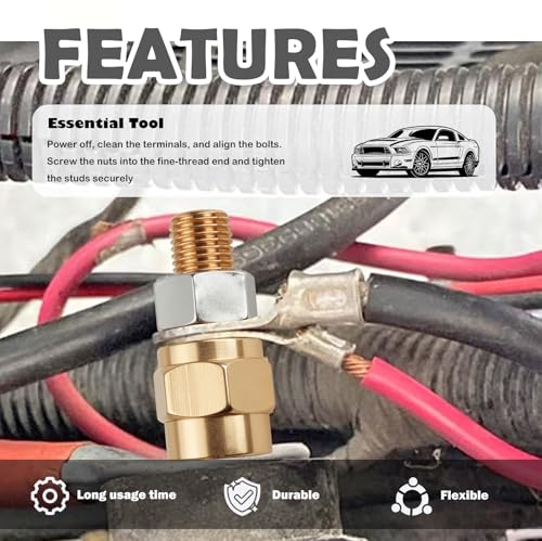 2 Set Side Post Battery Terminal Extender Bolts with - Product Imagery