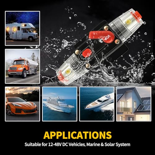 40 Amp Manual Reset Circuit Breaker DC 12-48V Waterproof Inline - Product Imagery