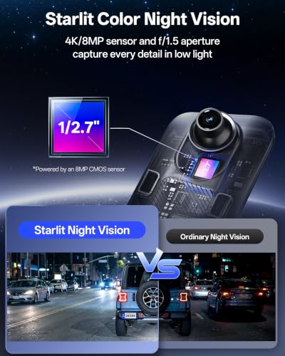 Pelsee S12 Native 4K + 2.5K Mirror Dash Cam, 64GB Card Included, - Product Imagery