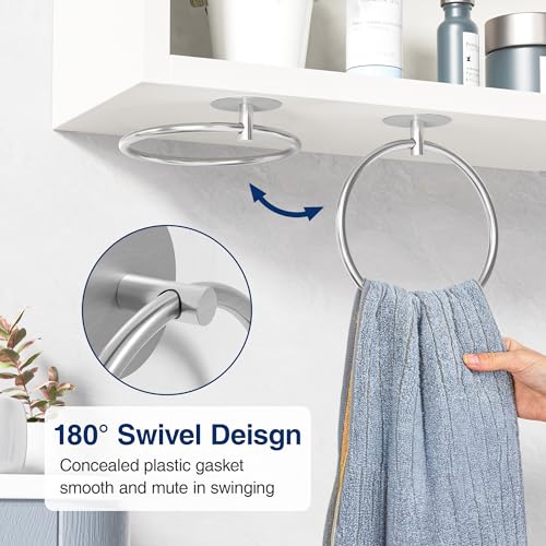 Nickel Brushed Bathroom Towel Ring - SUS304 Stainless Steel - Product Imagery