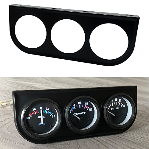 Black 3 Hole Triple Gauge Mounting Bracket Pod Holder Fits Any - Product Imagery