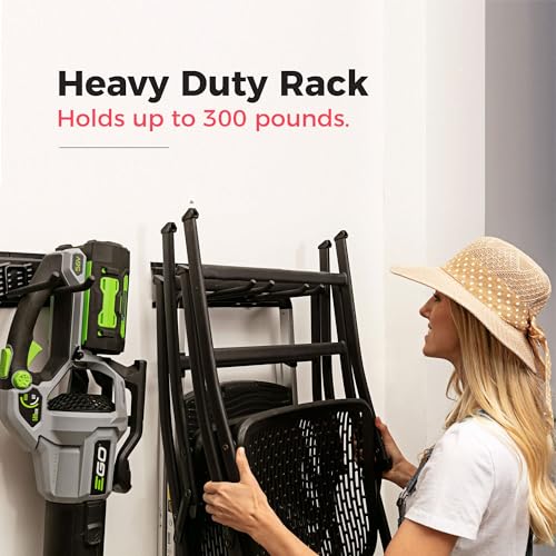 TIDYME Garage Tool Organizer Wall Mount, 48", 3 Racks 6 Hooks, - Product Imagery