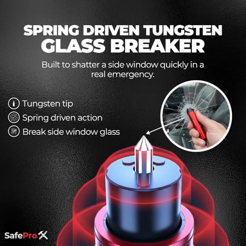 SafeProX 2 in 1 Emergency Escape Tool, Life Saving Car Window - Product Imagery