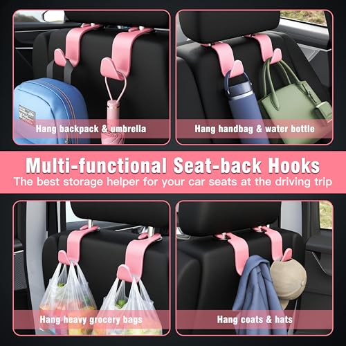 4-Pack Car Headrest Hooks Holds 55lbs Seat Storage Organizer for - Product Imagery