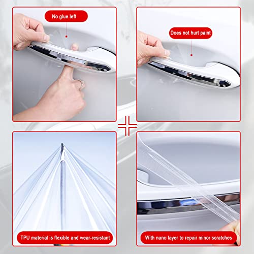 Blilo 4PCS Car Door Handle Scratch Potector Films, Clear - Product Imagery