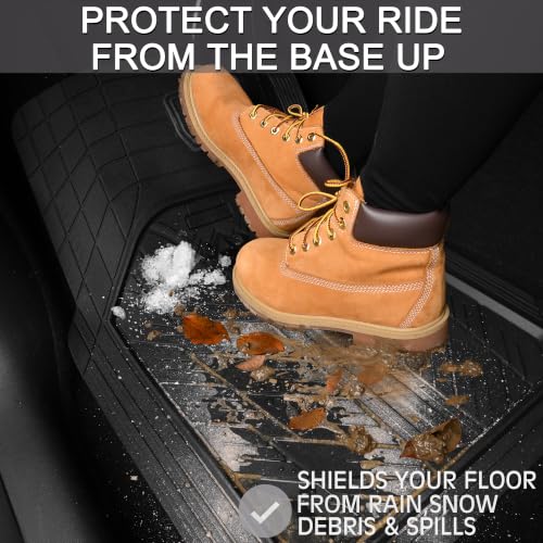 CAR PASS Heavy Rubber Car Floor Mats, Deep Waterproof Car Mats - Product Imagery
