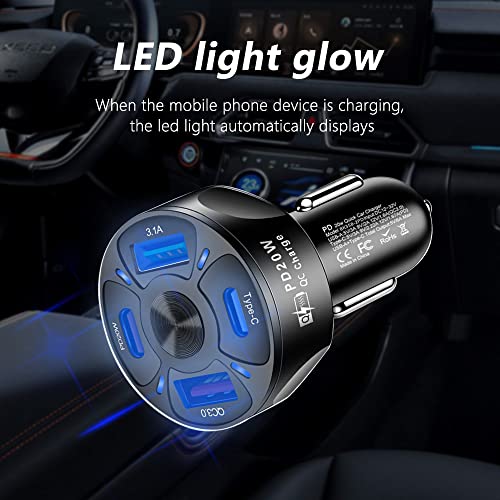 Car Charger Adapter,4 Ports USB Fast Car Charger - Product Imagery
