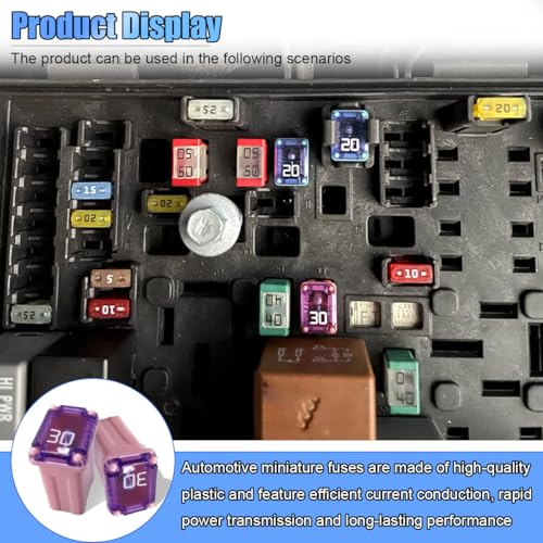 10PCS 30 Amp Car Micro Cartridge Fuses, Box Shaped, Pink - Product Imagery