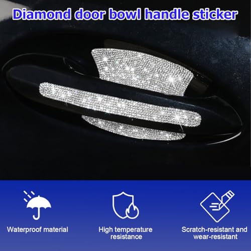 Mandark 8PCS Rhinestone Door Handle and Cup Stickers, White - Product Imagery