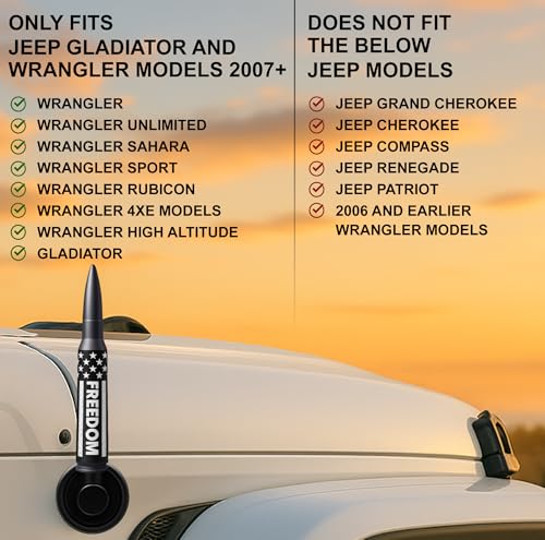 50 Cal Badass Bullet Antenna® Fits Jeep Wrangler JK & JL from - Product Imagery