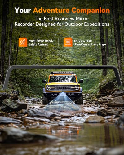 WOLFBOX G900 Tripro Bumper 3 Channel 4K Mirror Dash Cam,8MP - Product Imagery