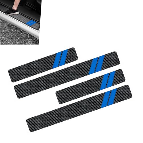 4PCS Car Door Sill Protector, Carbon Fiber Leather Auto Door - Product Imagery