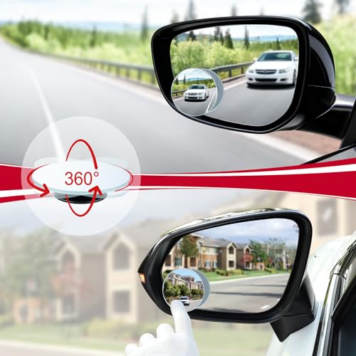LivTee Blind Spot Mirror, 2" Round HD Glass Frameless Convex - Product Imagery