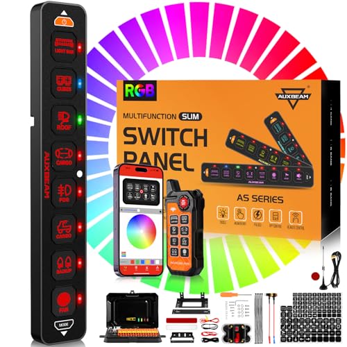 Auxbeam AS-800 Slim 8 Gang Switch Panel with Bluetooth APP - Product Imagery