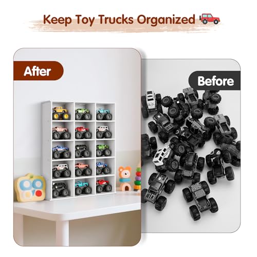 Krafetto 15-Slot Monster Truck Display Shelf, Wall Mount - Product Imagery