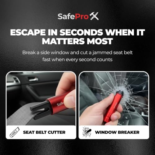 SafeProX 2 in 1 Emergency Escape Tool, Life Saving Car Window - Product Imagery