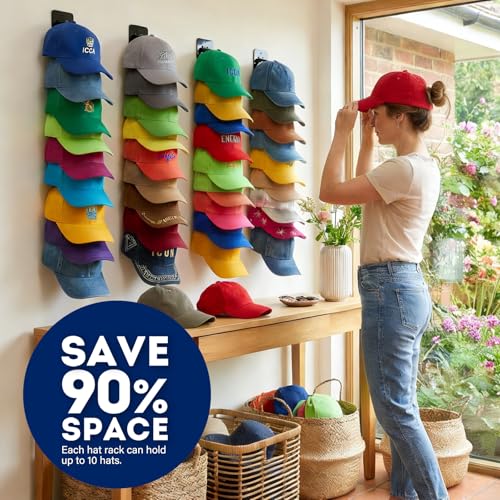 2 Pack Hat Hook Organizer for Baseball Caps, Hat Hanger Holder - Product Imagery