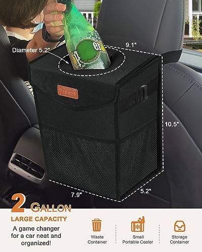 Pritent Car Trash Can with Lid Leakproof Car Garbage Bag Vehicle - Product Imagery