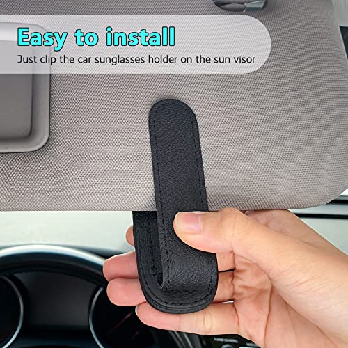Visonx Sunglass Holder for Car Visor Clip, Magnetic Leather - Product Imagery