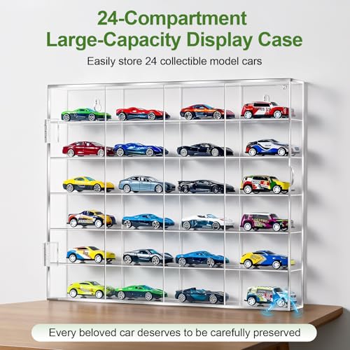JUESHA 2 Pack Acrylic Display Case for Hot Wheels Storage 1/64 - Product Imagery