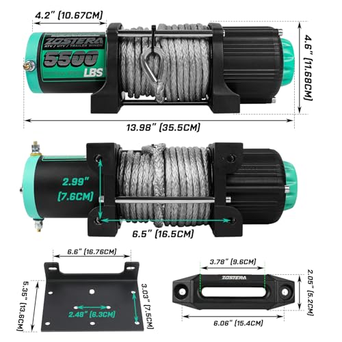 5500lbs ATV/UTV Winch with Synthetic Rope, Electric Boat Trailer - Product Imagery