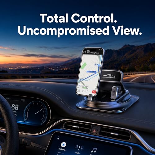 360° Rotatable Dashboard Car Phone Holder Black for Cell Phone - Product Imagery