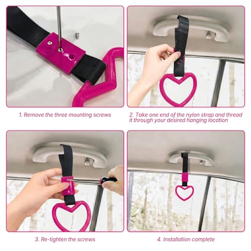 2 Pcs Heart Shaped Car Handle Strap – JD M Drift Charm Rear - Product Imagery