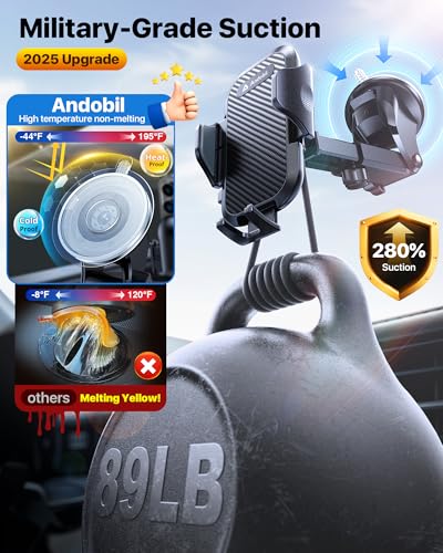 andobil Car Phone Holder, 2026 Military-Grade 89lbs Strongest - Product Imagery