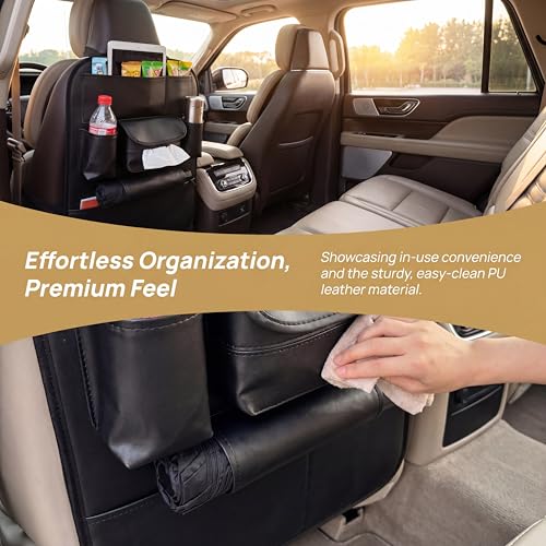 2 Pack PU Leather Premium Car SeatBack Organizer Travel - Product Imagery
