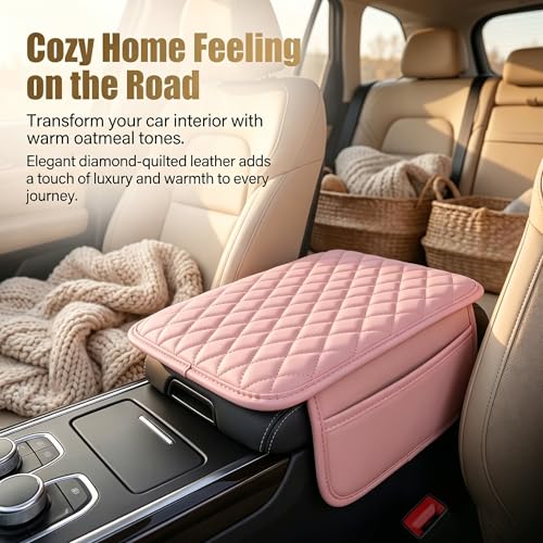 Car Arm Rest Cover, Leather Center Console Elbow Support Cushion - Product Imagery